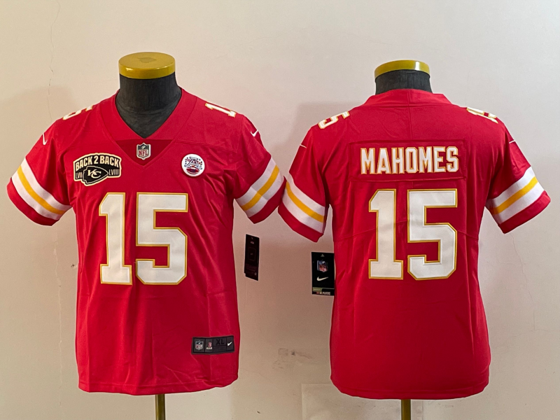 Youth 2025 Kansas City Chiefs #15 Mahomes red Nike NFL jersey style 2